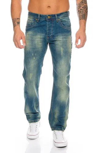 Rock Creek Straight-Jeans Herren Jeans Stonewashed Blau RC-2103A