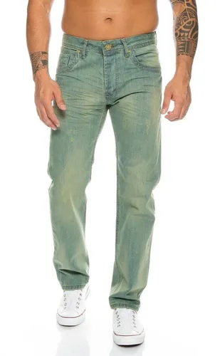 Rock Creek Straight-Jeans Herren Jeans Stonewashed Grün RC-2103B