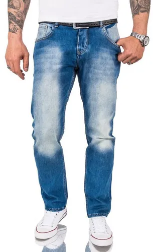 Rock Creek Straight-Jeans Herren Jeans Stonewashed Hellblau RC-3119