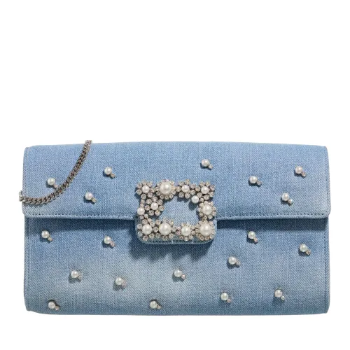Roger Vivier Crossbody Bags - Flower Strass Pearl Buckle Clutch Bag - Gr. unisize - in Blau - für Damen