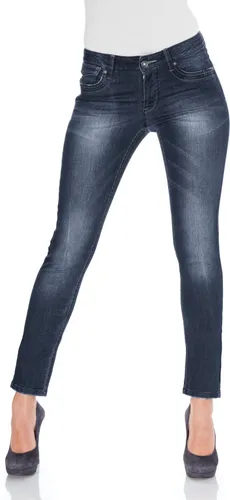 Röhrenjeans HEINE Gr. 42, Normalgrößen, blau (blue denim) Damen Jeans Röhrenjeans