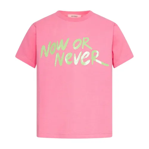 Rosa Kinder T-Shirt mit Now or Never Print ViCOLO