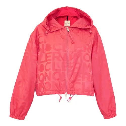 Rosa Windjacke mit All-Over-Muster Moncler