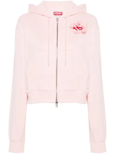 rose-print zipped hoodie