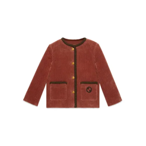 Rote Corduroy Kinderjacke mit Kontrastierenden Details Gucci