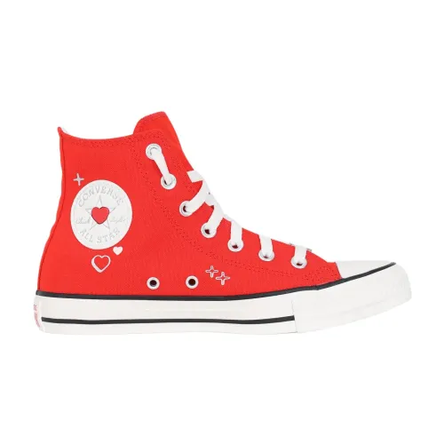 Rote hohe Sneakers mit Herzdesign Converse