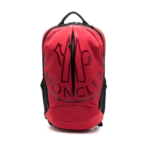 Roter Rucksack mit Logo-Print Moncler