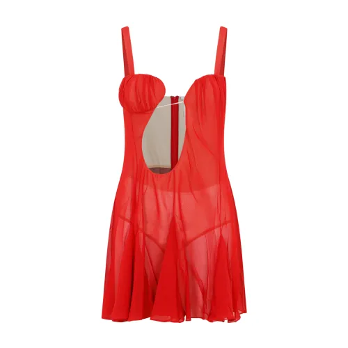 Rotes Asymmetrisches Mini Kleid Nensi Dojaka