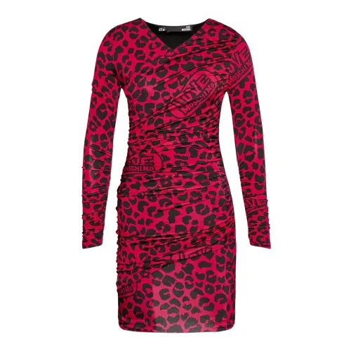 Rotes Leoparden-Textur-Kleid Love Moschino