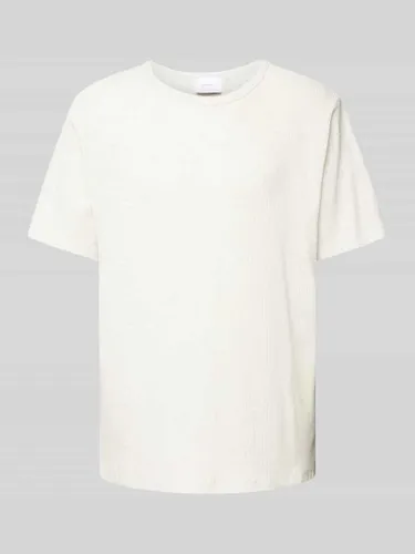 ROTHOLZ T-Shirt mit Strukturmuster Modell 'Waffle' in Hellgrau Melange