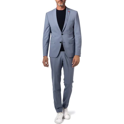 ROY ROBSON Herren Anzug blau Schurwoll-Stretch Slim Fit