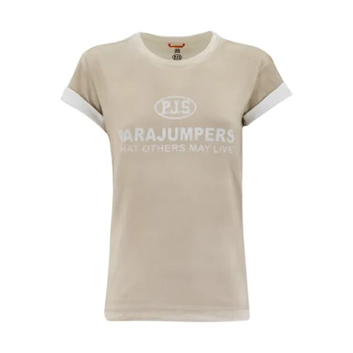 Rundes Baumwoll-T-Shirt mit Druck Parajumpers