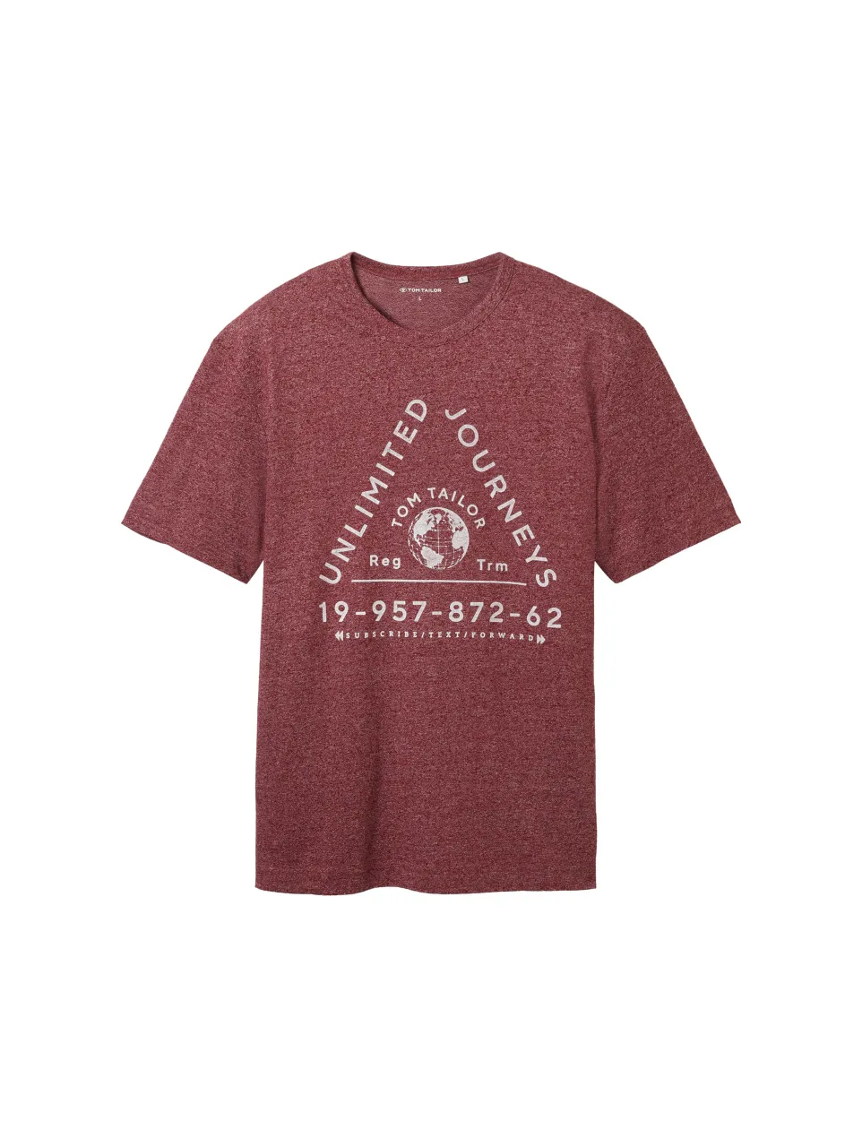 Rundhals T-Shirt printed crewneck t-shirt, tawny port red