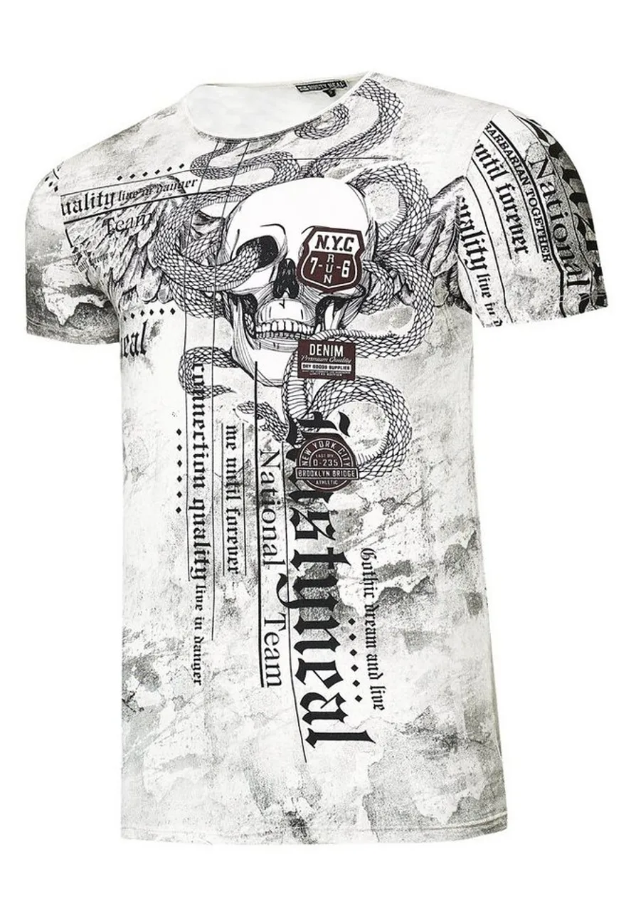 Rusty Neal T-Shirt mit coolem Allover-Print