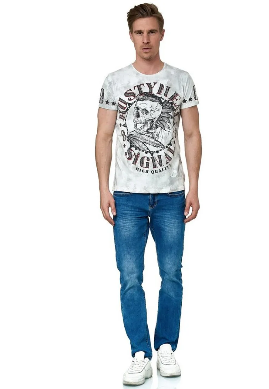 Rusty Neal T-Shirt mit stylischem Totenkopf-Print