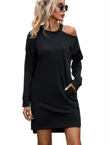 RUZU UG Chiffonkleid Damen Pullover Mode Bleistiftrock Herbst T-Shirt Kleid 2-in-1-Kleid