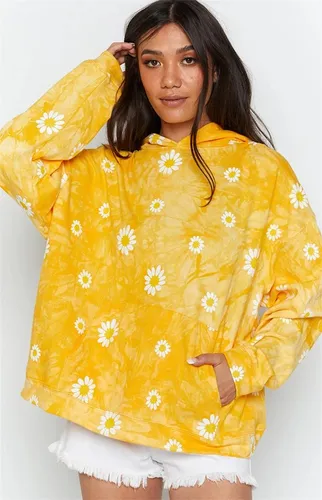 RUZU UG Kurzmantel Damen-Loungewear-Sweatshirt mit Kapuze und Batik-Daisy-Jacke