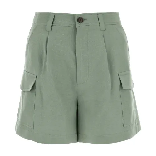Sage Green Viscose Blend Shorts Woolrich