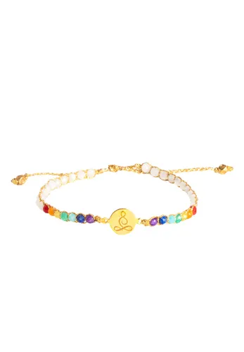 Samapura - Lotus 7 Chakren Mondstein Armband | Gold Faden Armbänder & Armreife Damen
