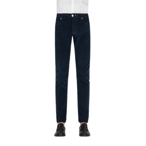 Samt Corduroy Slim Fit Jeans - Marineblau Tramarossa