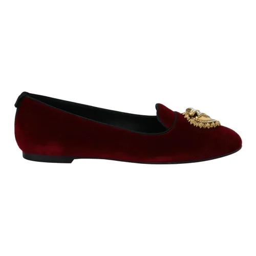Samt Loafers mit Gold Herz Dolce & Gabbana