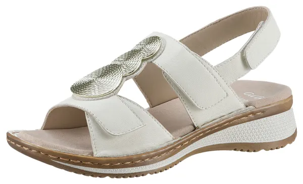 Sandale ARA "HAWAII" Gr. 38, beige (creme) Damen Schuhe Flats Sommerschuh, Sandalette, Keilabsatz, in Bequemweite G (= weit)