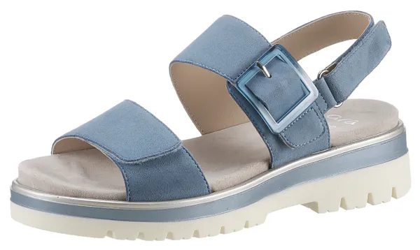 Sandale ARA "MALAGA" Gr. 37, blau (hellblau) Damen Schuhe Sandalen Sommerschuh, Sandalette, Keilabsatz, in bequemer Schuhweite G