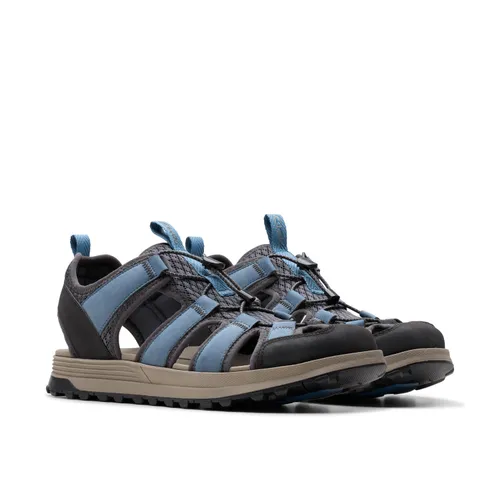 Sandale CLARKS "ATL Trek Wave" Gr. 47, blau (blue combi) Herren Schuhe Sandalen Sommerschuh, Freizeitsandale, Outdoorschuh, mit robuster Laufsohle