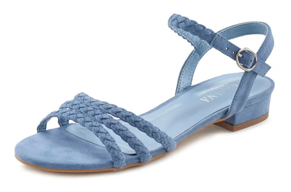 Sandale LASCANA Gr. 41, blau (hellblau) Damen Schuhe Riemchensandale Sandalette Sportliche Sandalen Sandalette, Sommerschuh mit geflochtenen Riemchen...