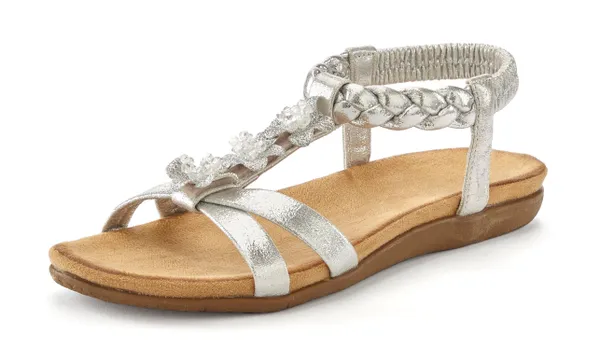 Sandale LASCANA Gr. 41, silberfarben Damen Schuhe Strandschuhe
