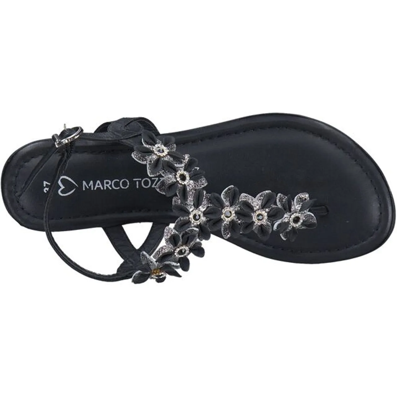 Sandale MARCO TOZZI Gr. 38, schwarz Damen Schuhe Zehensteg-Sandalen