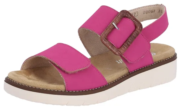 Sandale REMONTE Gr. 44, pink (fuchsia) Damen Schuhe Keilsandaletten Sommerschuh, Sandalette, Keilabsatz, mit Wechselfußbett