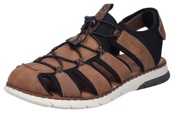 Sandale RIEKER Gr. 40, braun (braun, schwarz) Herren Schuhe Stoffschuhe