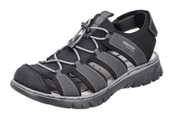 Sandale RIEKER Gr. 43, schwarz Herren Schuhe Outdoorsandale Outdoor-Schuhe