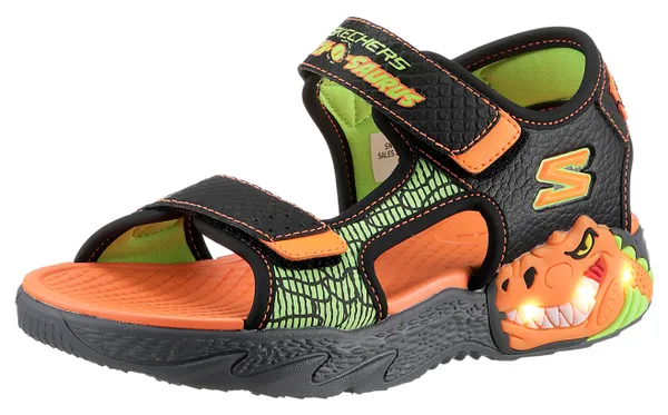 Sandale SKECHERS KIDS "CREATURE-SPLASH" Gr. 34, bunt (schwarz, orange, hellgrün) Kinder Schuhe