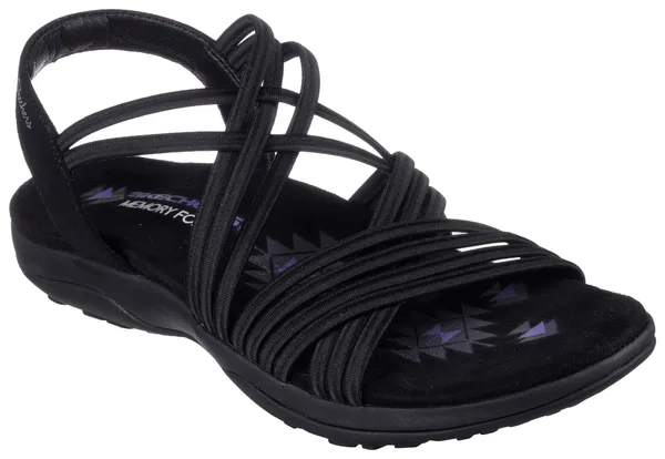 Sandale SKECHERS "REGGAE SLIM-SUNNYSIDE" Gr. 36, schwarz (schwarz, uni) Damen Schuhe Keilsandaletten Bestseller