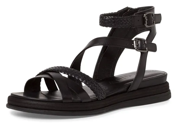 Sandale TAMARIS Gr. 40, schwarz Damen Schuhe Sandalen Sommerschuh, Sandalette, Keilabsatz, mit seitlichen Reißverschluss