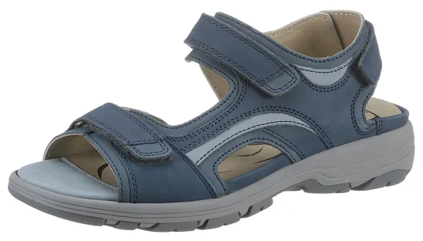 Sandale WALDLÄUFER Gr. 4,5 (37,5), blau (blau kombiniert) Damen Schuhe Sandalen Sommerschuh, Outdoorschuh, Keilabsatz, in Trekking-Optik, H-Weite