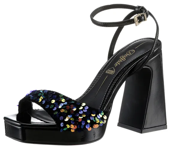 Sandalette BUFFALO "LIZA DISCO" Gr. 37, schwarz (schwarz multi) Damen Schuhe Sandaletten