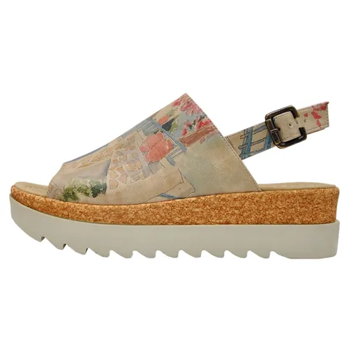 Sandalette DOGO "Sun please" Gr. 39, Normalschaft, bunt (natur) Damen Schuhe Sandale Slingbacksandale Slingback-Sandaletten Vegan