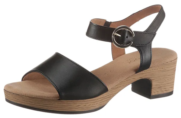 Sandalette GABOR "KRETA" Gr. 40, schwarz Damen Schuhe Sandaletten Sommerschuh, Sandale, Blockabsatz,mit Zierschnalle, Weite G (weit)