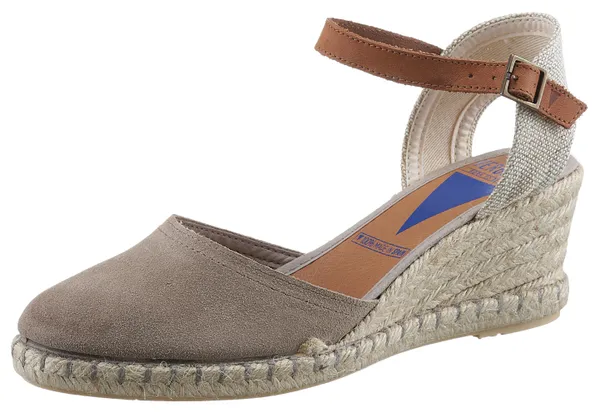 Sandalette VERBENAS Gr. 41, grau (taupe) Damen Schuhe Sandaletten Sommerschuh, Sandale, mit Bast bezogenem Keilabsatz