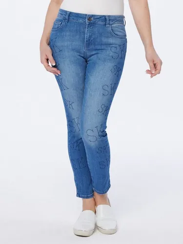 Sarah Kern Skinny-fit-Jeans Röhren-Denim figurbetont mit Strasssteinverzierung
