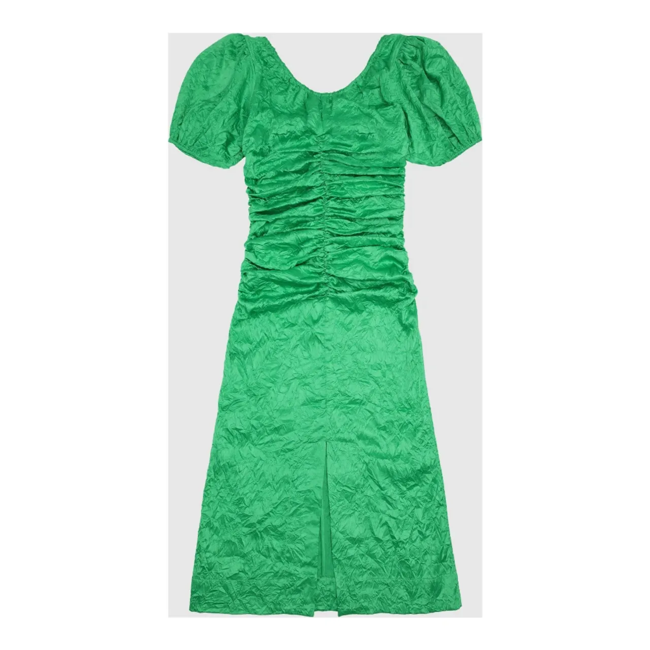 Satin Dress Bright Green Ganni