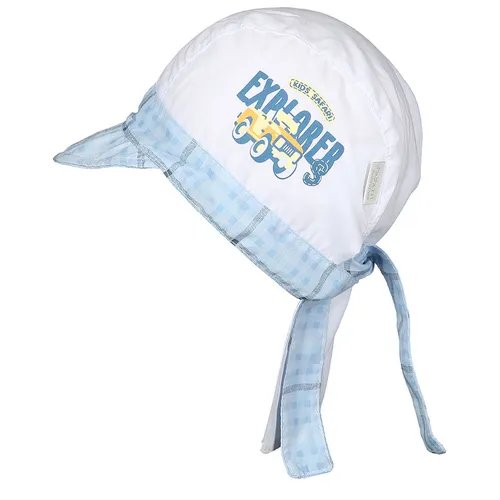 Schirmmütze KIDS SAFARI mit Nackenschutz kariert in blau/weiß
