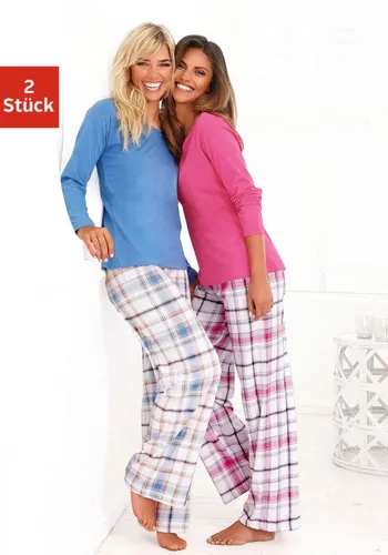 Schlafanzug ARIZONA Gr. 36/38, bunt (blau, kariert, beere, kariert) Damen Homewear-Sets Pyjamas