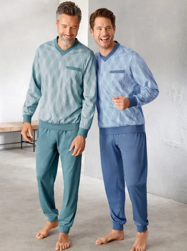 Schlafanzug KINGS CLUB Gr. 44/46, bunt (mint, blau) Herren Homewear-Sets Nachtwäsche