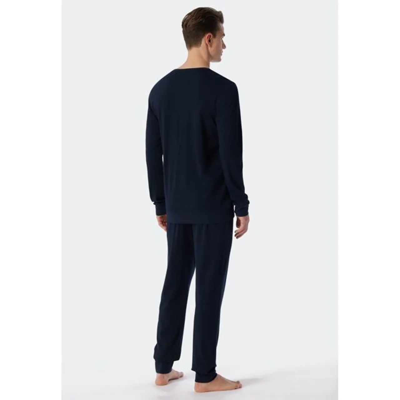 Schlafanzug SCHIESSER ""Fine Interlock"" Gr. 60 (4XL), blau (dunkelblau) Kinder Homewear-Sets Pyjamas
