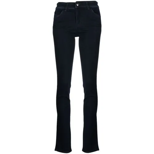 Schmale Jeans mit hoher Taille in Indigoblau Emporio Armani