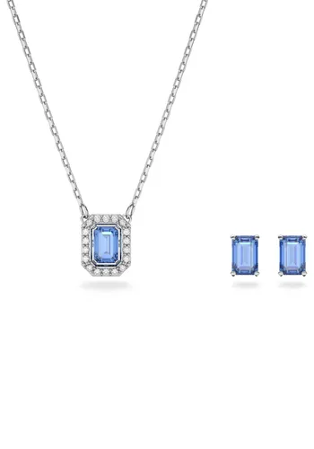 Schmuckset SWAROVSKI "Millenia Set, 5641171" Schmuck-Sets grau (metall, blau, kristallweiß) Damen Brautschmuck